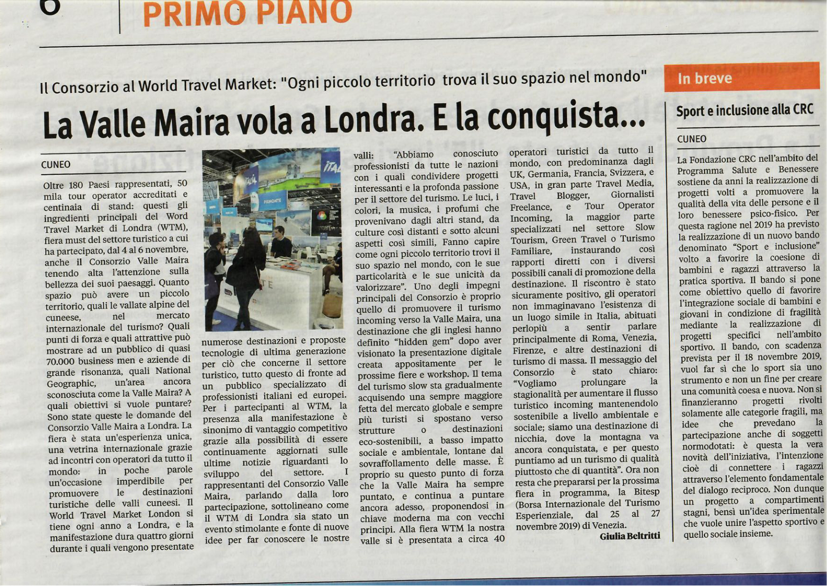 Cuneo Sette 2019-11-12 Valle Maira flies to London