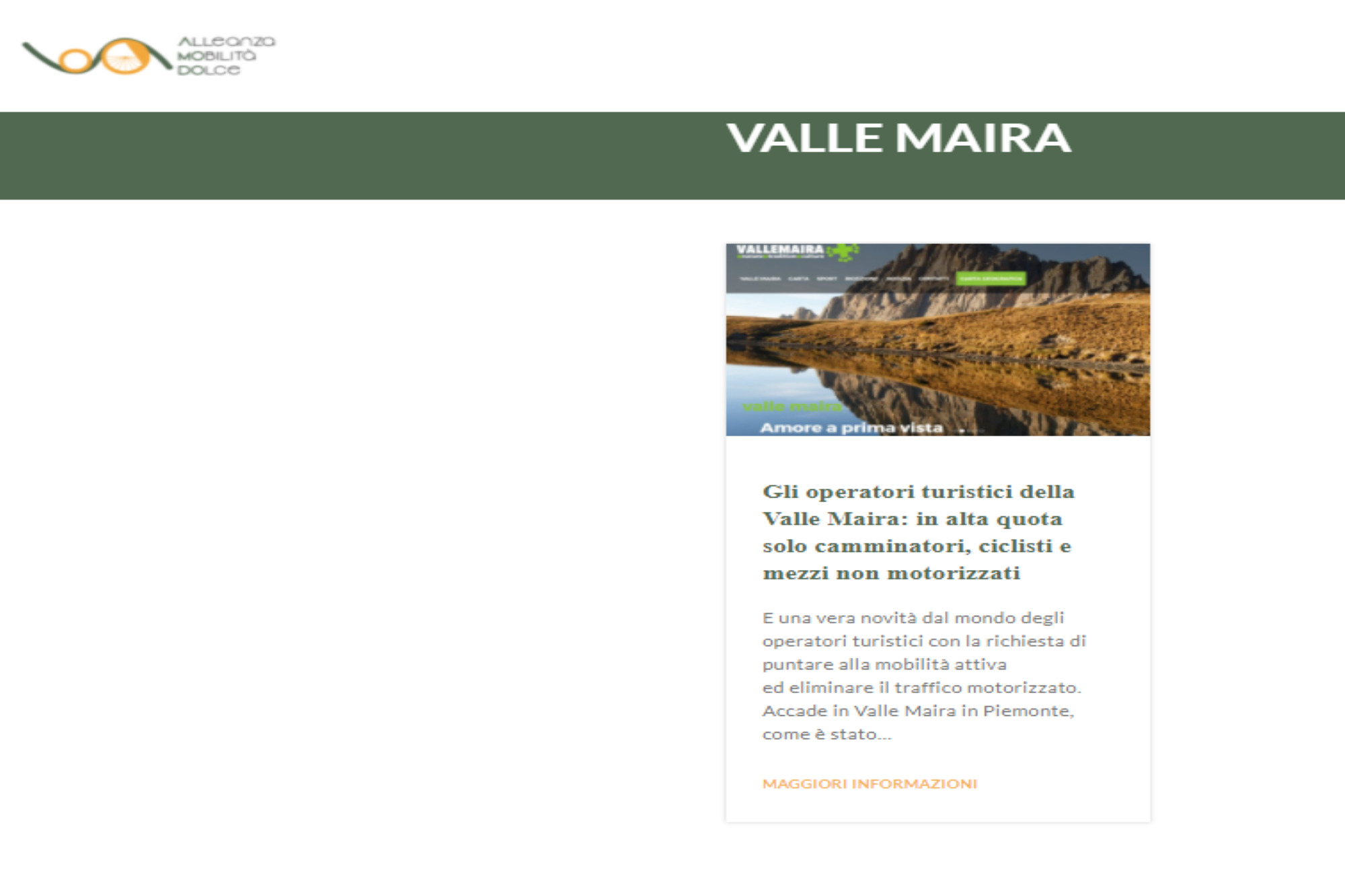 THE TOURIST OPERATORS OF THE MAIRA VALLEY: AT HIGH ALTITUDE ONLY WALKERS, CYCLISTS AND NON-MOTORIZED VEHICLES