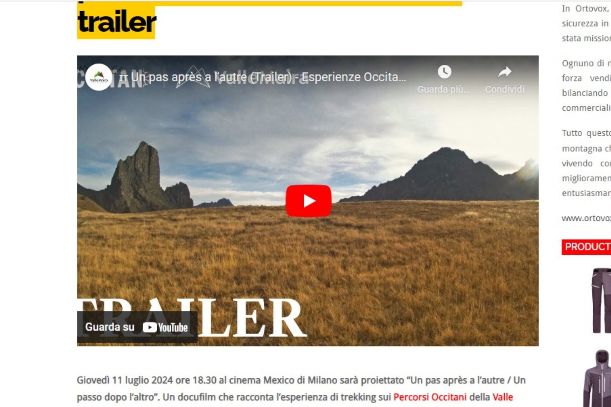 The film about trekking in the Maira Valley being screened in Milan. Watch the trailer