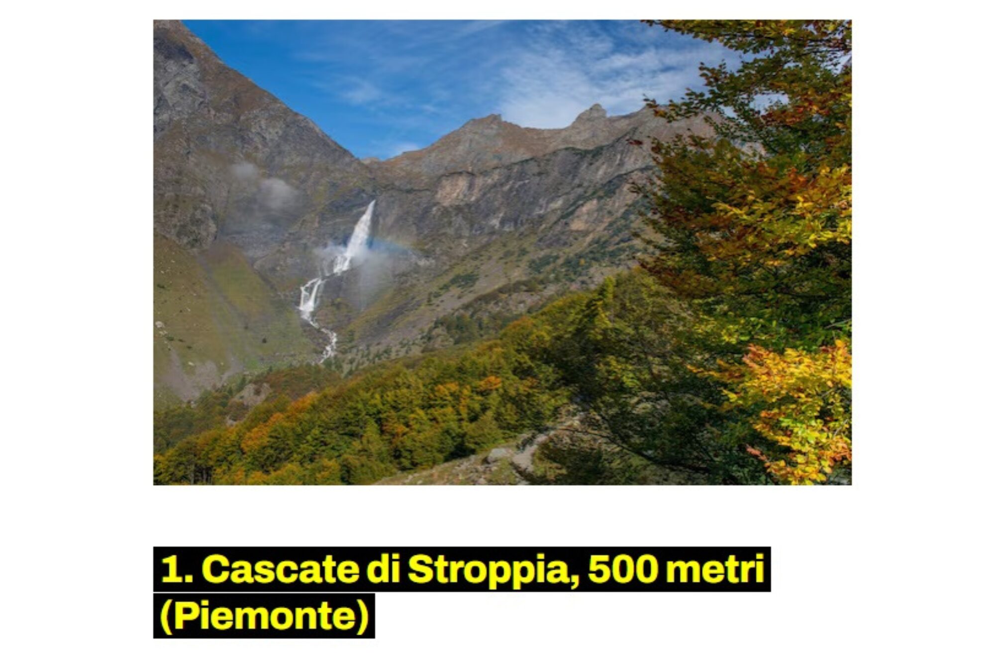 The 5 highest waterfalls in Italy: Stroppia Falls in first place