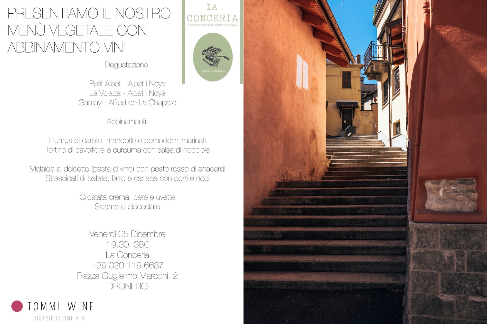 La Conceria – Menù Vegetale e Degustazione Vini La Conceria – Menù Vegetale e Degustazione Vini