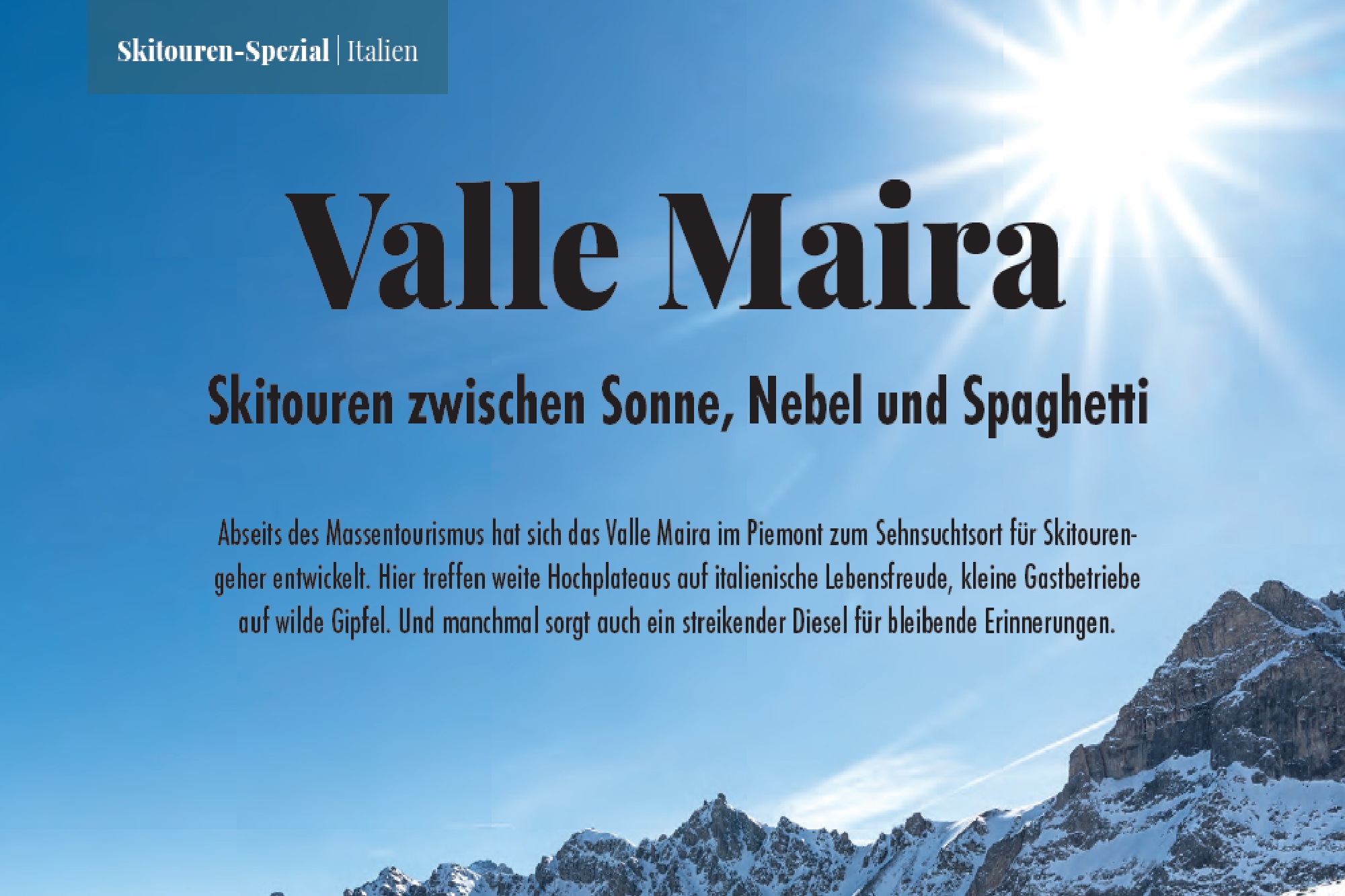 Valle Maira Skitouren zwischen Sonne, Nebel und Spaghetti