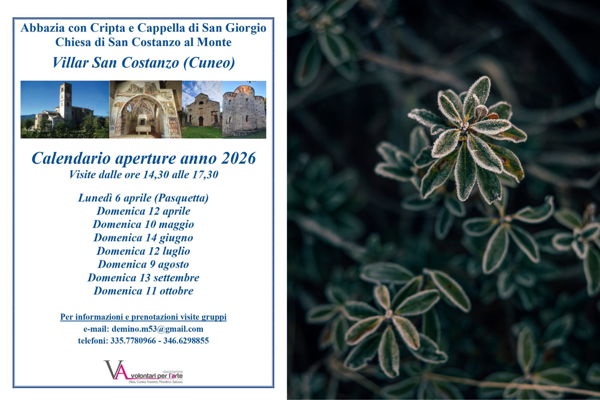 Calendario aperture – Abbazia con Cripta e Cappella di San Giorgio Chiesa di San Costanzo al Monte