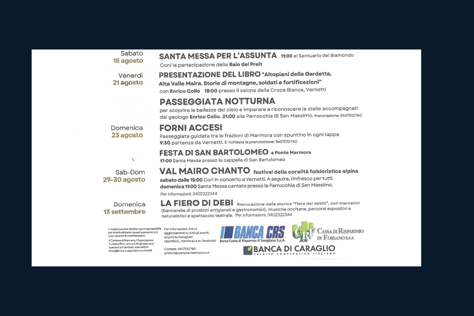 Eventi Marmora Estate 2026
