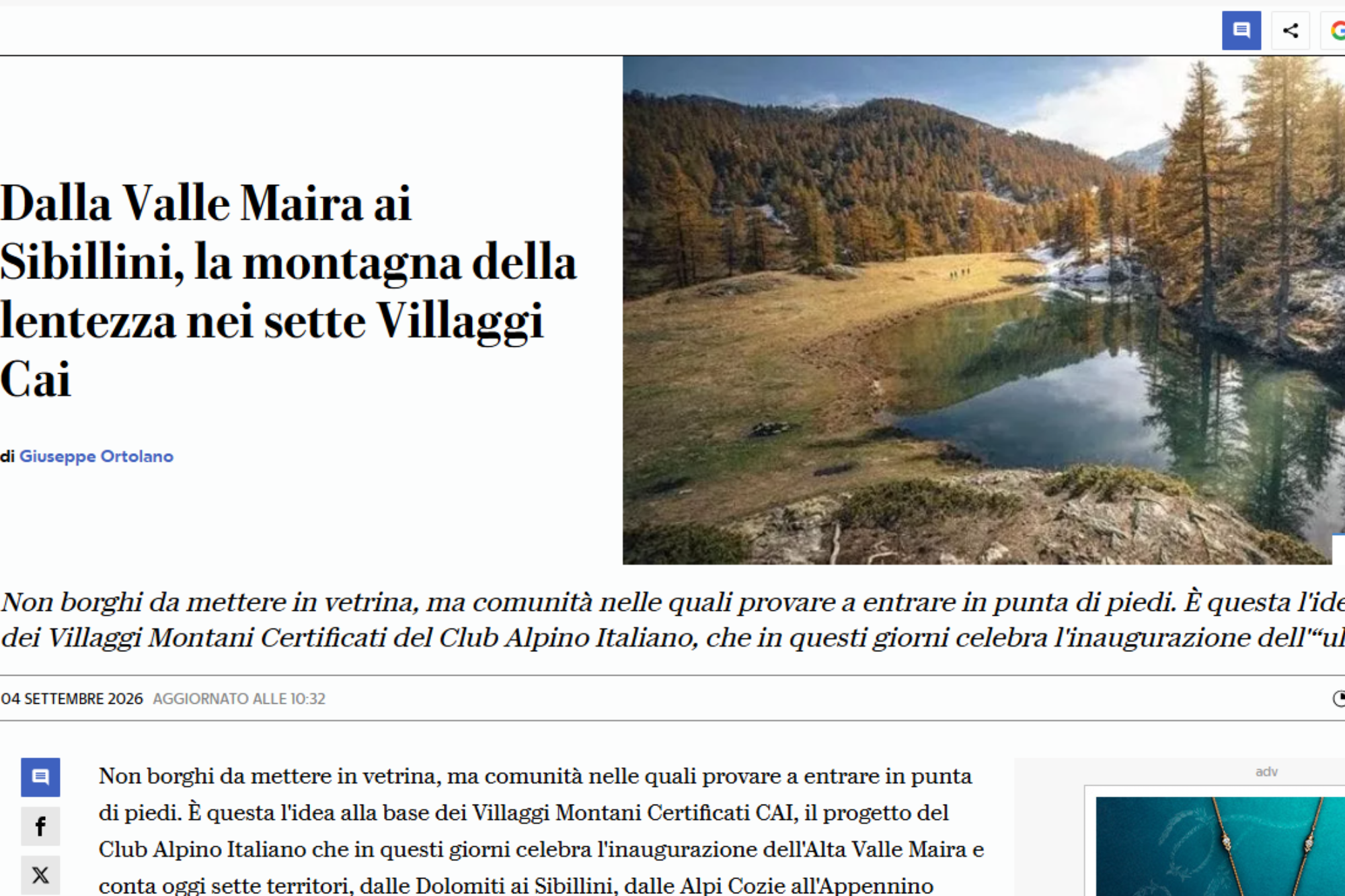 De la Valle Maira aux Sibillini, la montagne de la lenteur dans les sept Villaggi Cai