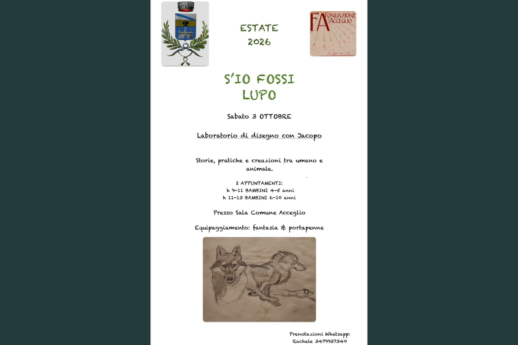 S’io fossi lupo – Laboratorio di disegno con Jacopo