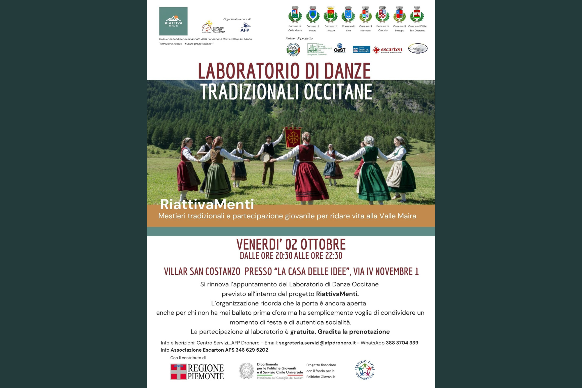 “RiattivaMenti”: Occitan Dance Workshop Hits Its Stride with the Third Meeting in Villar San Costanzo